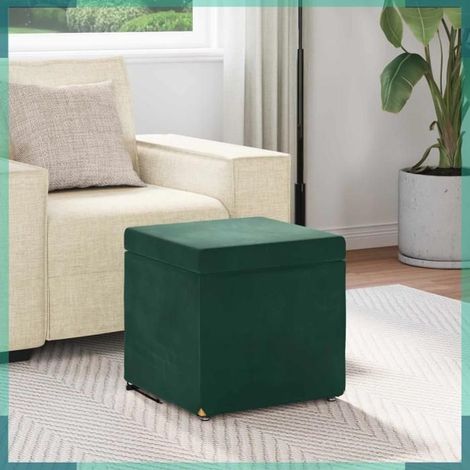 876752 Tabouret Vert foncé 41 x 41 x 40 cm Velours et Bois Composite (1/5)