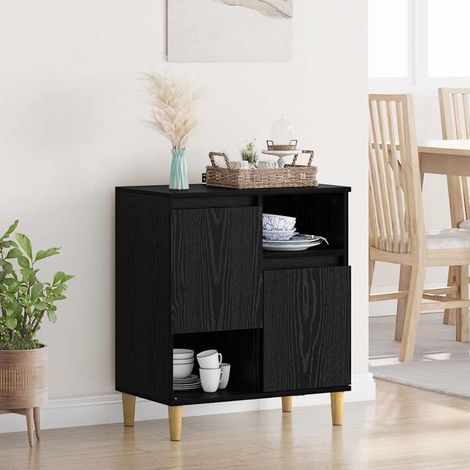 Buffet Chêne Noir 35 x 60 x 70 cm En Bois D'ingénierie, Grandes Étagères (1/4)