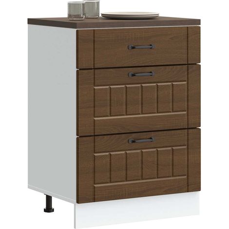 Küchen-Unterschrank Lucca Braun Eichen-Optik Holzwerkstoff