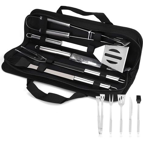 5Pcs Ustensiles Barbecue,Kit Barbecue Outil de Barbecue en Acier Inoxydable, Accessoire Barbecue, Ustensiles pour Barbecue, Accessoires Barbecue pour (1/5)