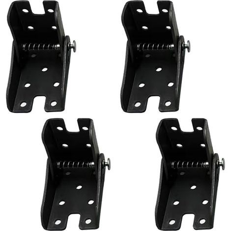 Lot de 4 charnières pliantes autobloquantes - Supports de pieds de table pliables à 90 degrés - Charnière cachée pour tables, établis et meubles (noir) (1/5)
