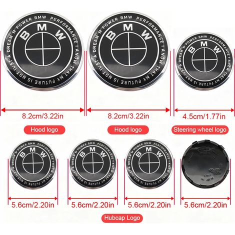 (45 82 82 4 pièces 56 mm YT, Thunder All Black) - Cache-moyeu de roue de voiture, autocollant central de volant, logo BMW M, compatible avec BMW X6 G01 E84 X1 X2 X3 (1/5)