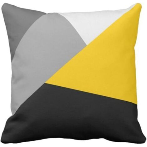 BUNTHAUS Housse de Coussin Moderne Gris, Jaune et Noir 45x45cm, Décoration Géométrique pour Salon et Chambre