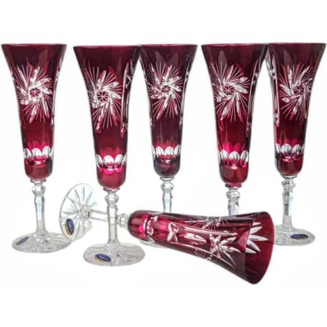 Verres à champagne en cristal rubis 170 ml, moulin à olives (1/5)