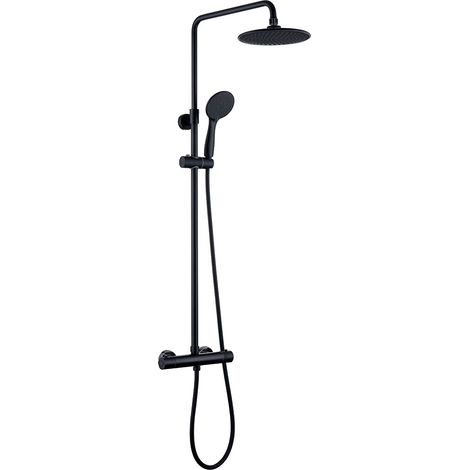 Kibath Columna Ducha termostática redonda de 83-120 cm acabado NEGRO mate fabricado en latón (1/5)