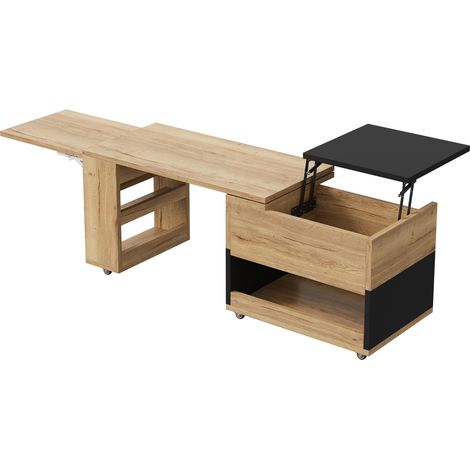 Mesa de centro multifuncional extensible con compartimento y tablero abatible (1/5)