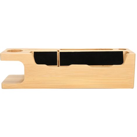 Support de charge en bambou, organisateur de charge portable pour Apple Watch et téléphones portables iOS. (1/5)