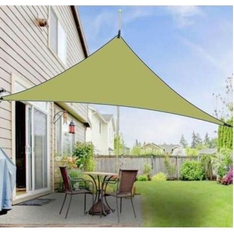 Vert - 4 x 4 x 4M Auvent Triangulaire Voile Pare-Soleil pour l\'Extérieur - Voile Toile d\'Ombrage pour Extérieur, Auvent Simple (1/4)