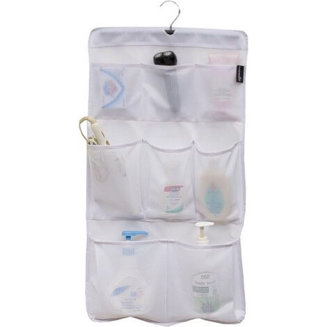 Rangement de douche à 8 poches en maille à séchage rapide avec suspension rotative pour salle de bain Blanc (1/4)