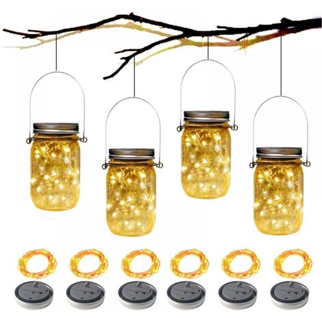 Lumière Solaire Pour Bocal - Couvercle À LED Étanche IP67 - Détecteur De Mouvement Automatique - 20 LED Blanc Chaud - 6 Pièces (1/5)