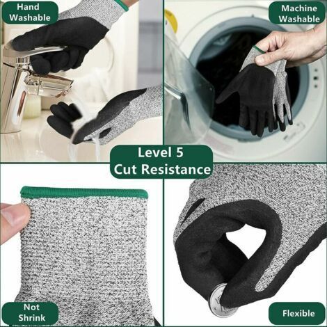 Gant Anti Coupure,Gant Huitre La Protection De Niveau 5 En Treillis Métallique En Acier inoxydable Convient Aux Gants De Travail(M) (1/5)