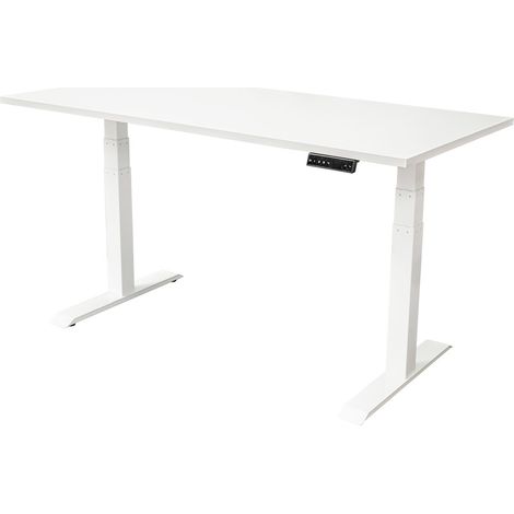 Bureau électrique réglable 140x80 cm - Moteur double - Blanc