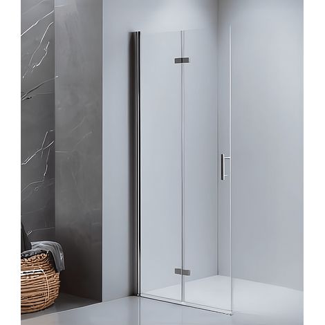 LEMMO Walk-In Duschabtrennung Faltbar/drehbar dusche Duschwand Duschkabine 100 cm