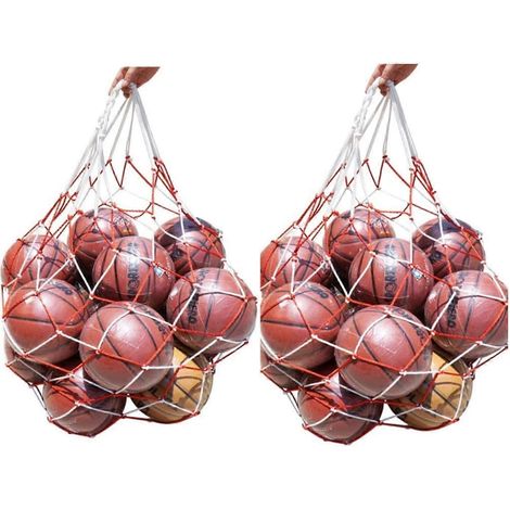 Sac à ballons filet 2 pièces, grand filet de transport pour football, basket-ball, volley-ball, rugby, sac maillé résistant, pratique pour ranger et transporter les ballons (1/5)
