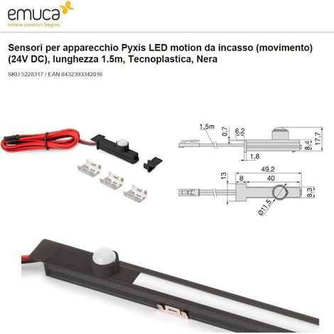 KIT SENSORE PIR DI MOVIMENTO PER PROFILO INCASSO PYXIS NERO EMUCA (1/2)