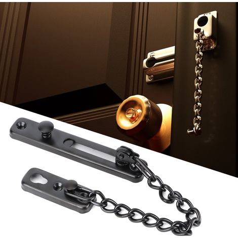Chaîne antivol durable en acier inoxydable, verrou de sécurité pour porte, loquet de porte pour maison ou hôtel (noir) (1/5)