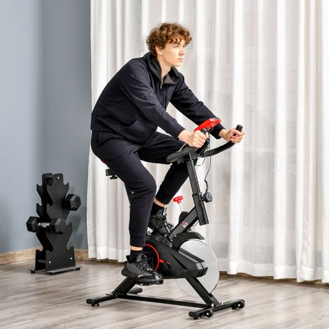 Vélo d'appartement avec résistance réglable. Vélo d'appartement professionnel avec selle et guidon réglables. Écran LCD. Capteur de fréquence cardiaque, support pour téléphone et volant d'inertie de 6 (1/5)