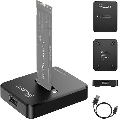 Station d'accueil M.2 NVMe et SATA vers USB-C, adaptateur lecteur USB-C pour SSD M.2 NVMe PCIe et SATA NGFF (clé M et B+M), compatible avec les boîtiers 22110, 2280, 2260, 2242 et 2230 - Format carré (1/5)