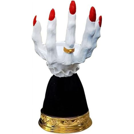 Bougeoir Main de Sorcière, Décoration de Noël Gothique Creux, Bougeoir Mains de Squelette en Résine, Bougeoir Doigt de Sorcière pour Halloween (1/4)