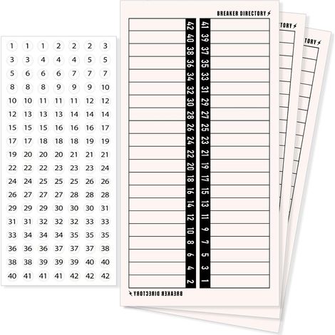 4 feuilles d'étiquettes pour tableau de distribution - Autocollants pour panneau de disjoncteur et interrupteur de disjoncteur électrique - Étanches Numéro pour maison ou entreprise (1/5)