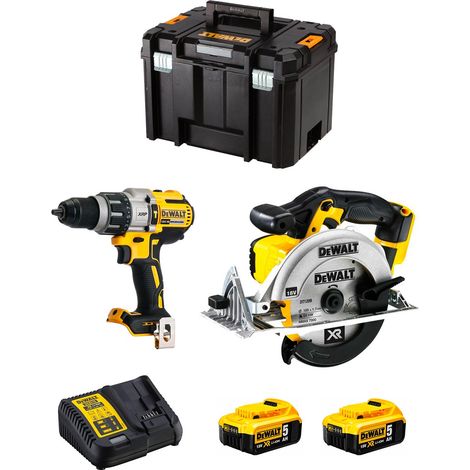 DeWALT Kit DWK214 (DCD996 + DCS391 + 2 x 5,0 Ah + DCB115 + TSTAK VI) (1/5)