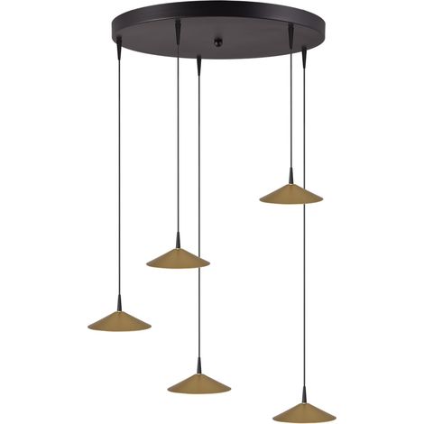 Lampe suspendue à 5 lumières Ceppo noir avec or Ø rond 18cm - 2152-05-02-50-5-18 (1/3)
