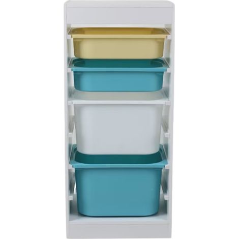 Mobile GINGER HOME per Bambini, Scaffale Portagiochi con 4 Contenitori, Bianco (1/5)