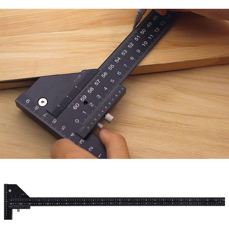 Règle de traçage multifonctionnelle de 61 cm (24 pouces), règle en T en alliage d'aluminium pour le travail du bois, règle vernier de mesure et de traçage (1/5)