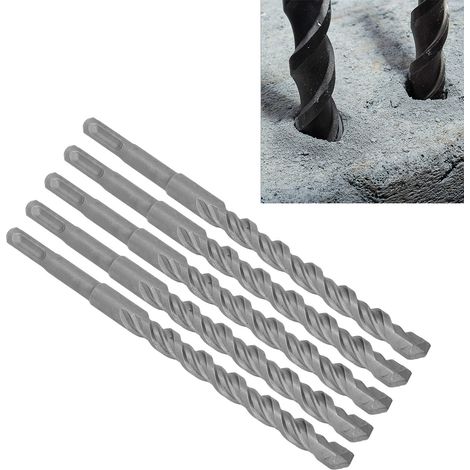 Cinq forets à percussion de 210 mm de long vendus ensemble pointes en carbure pour forets à percussion rotative pour brique, pierre et béton (14 mm). (1/5)
