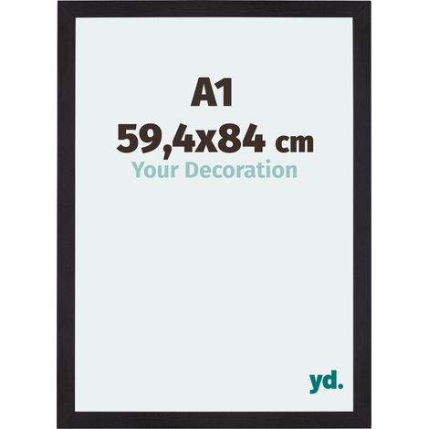 Cadre Puzzle A1 - 59.4x84 cm - Noir Grain de Bois - MDF - Mura. (1/5)