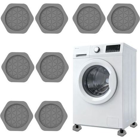 Lntyq 8pcs Tapis Antivibratoire Antidérapant Tapis Silicone Antibruit Pied Machine Laveuse Sécheuse Réfrigérateur Réduction Bruit Réduction Vibrations Maison Stable Hexagonal Gris (1/5)