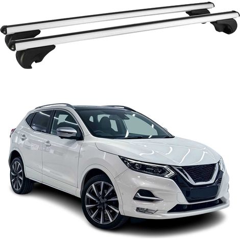 OMAC Aluminium Dachträger Querträger für Nissan Qashqai J11 2013-2021 – TÜV / DIN 75302:2019 – Abschließbar – Max. 75 kg – 2 Stangen Silber (1/5)
