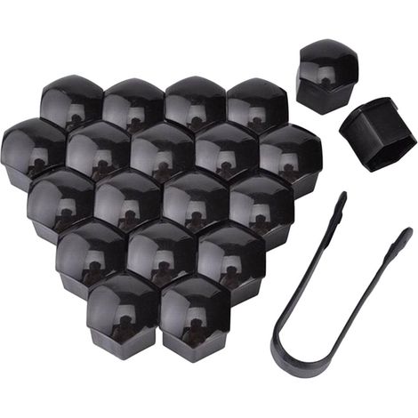 Sollbry Lot de 20 cache-écrous de roue, 19 mm/0,75", protection extérieure pour vis de moyeu de voiture, capuchon antivol avec outil de démontage, décoration universelle de remplacement anti-poussière (1/4)