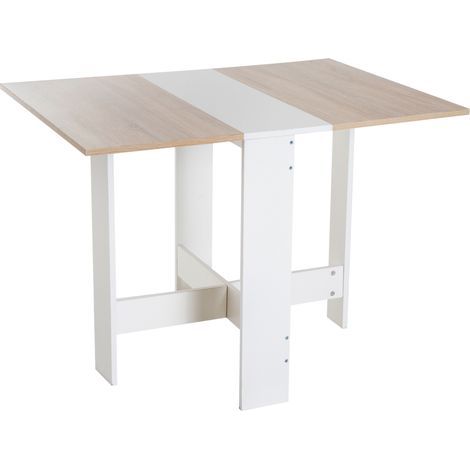 Table à manger extensible, chêne, blanc, bois 103×76×73,5 cm, table pliante (1/5)