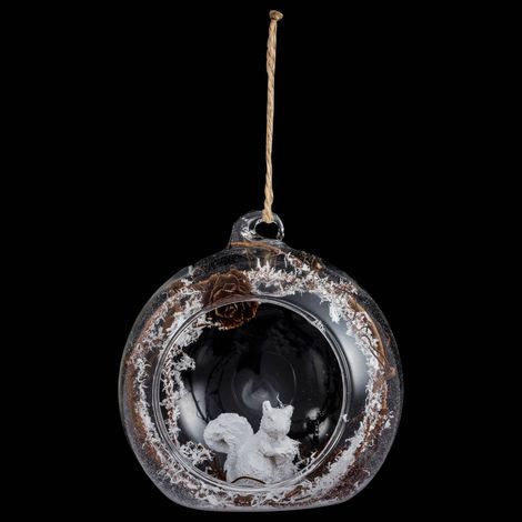Offene Kugel mit Eichhörnchen 8cm Glas - Feeric lights & christmas