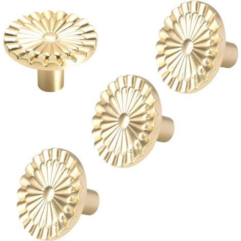 4pcs Brushed Gold Cabinet Pulls Single Hole Sunflower Shaped Cabinet Pulls (1/4)