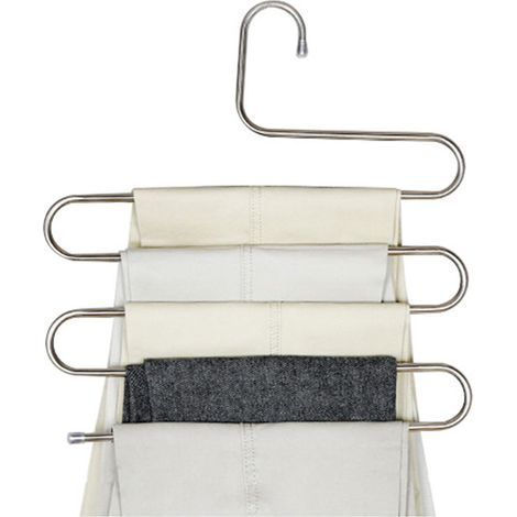 Hosenbügel, 5-stufiger multifunktionaler Edelstahlbügel, ideal für Schals, Jeans, Kleidung, Hosen und Handtücher. (1/5)