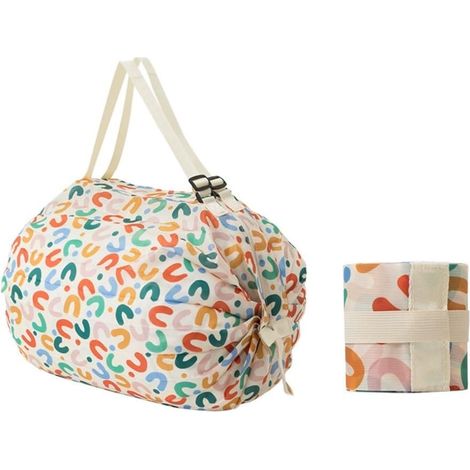 Sac de courses pliable réutilisable avec intérieur spacieux pour les courses, les voyages, la plage, le rangement à la maison, sac fourre-tout léger en nylon (1/5)