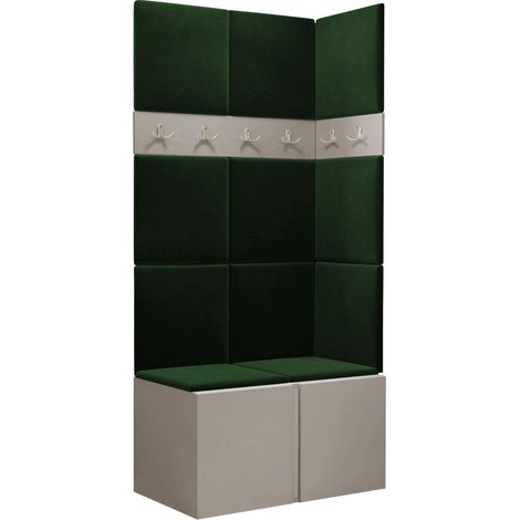 Conjunto para recibidor Pinis I, Polo 889, 186x84x46cm, Tapiz, Aglomerado laminado, Colocada, Montada en la pared (1/5)