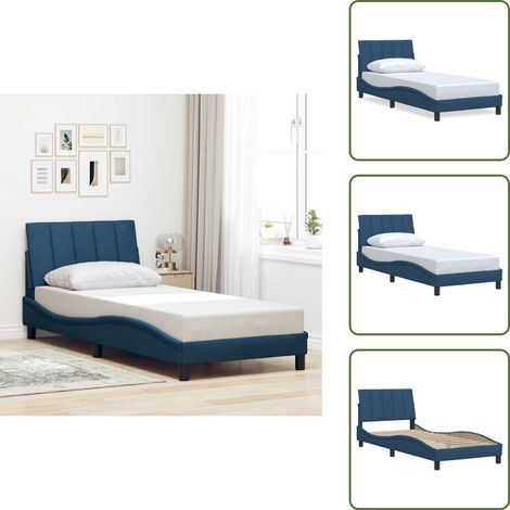 The Living Store Bettgestell ohne Matratze "Hanko" Blau 80x200 cm Stoff - Matratze (1/5)