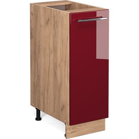Armadio cucina dispensa alto Fame-Line, Bordeaux lucido, 30 cm senza piano di lavoro, Vicco