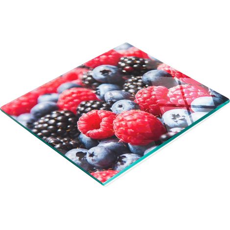 Planche à découper en verre résistant et élégant, motif fruits des bois, 60 x 52 cm (1/5)