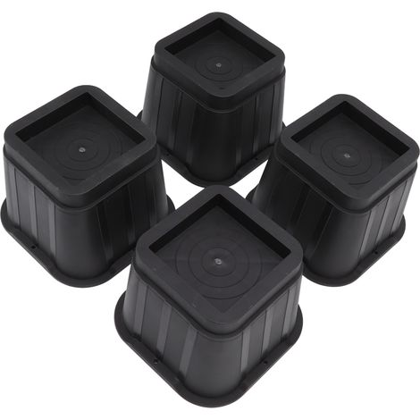 Lot de 4 rehausseurs de meubles en caoutchouc antidérapants de 10 cm (4 pouces) pour lit, bureau, canapé, chaise ou machine à laver. (1/5)