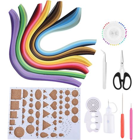 Kit De Création En Papier - 14 Pièces Avec Bandes De Papier Quilling En 6 Couleurs - Outil Manuel Pour Artisanat Papier DIY