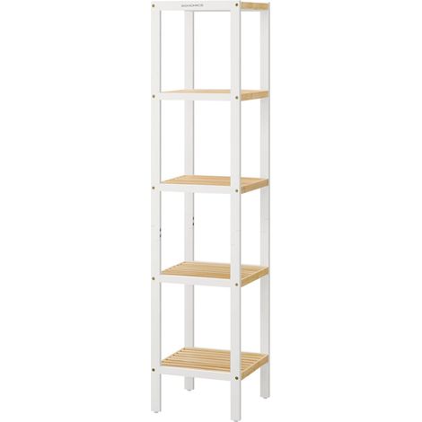 Estantería de baño de bambú de 5 niveles 33 x 33 x 146 cm multifuncional para esquina ideal para cocina sala de estar dormitorio y pasillo. Color blanco. 120005731 (1/3)
