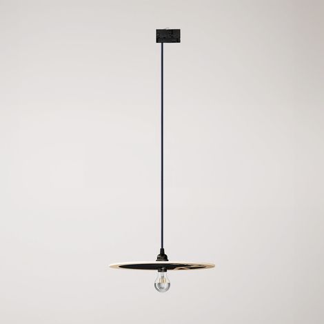 Creative Cables - Lampa wisząca Track z dwustronnym drewnianym kloszem UFO - lampa w zestawie