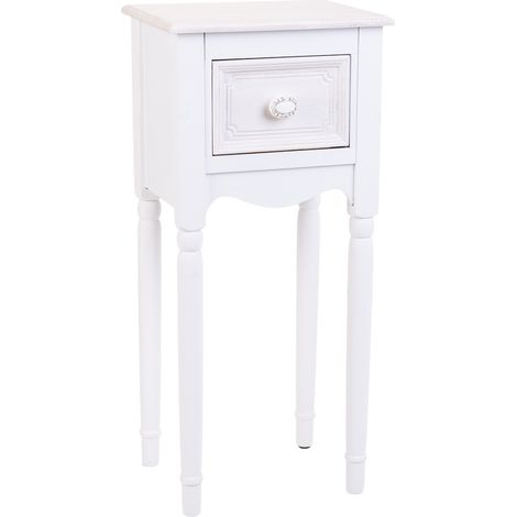 Mesita de madera de 1 cajon blanco 33x26.5x72.5 (1/5)