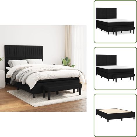 Letto con materasso a molle insacchettate - vidaXL Giroletto a Molle con Materasso Nero 140x190 cm in Tessuto - Letto con coprimaterasso