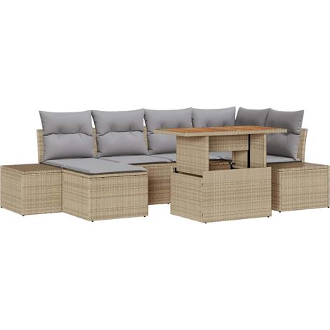 Maison Exclusive - Gartensofa-set 7 Stk. Beige und Grau (1/5)