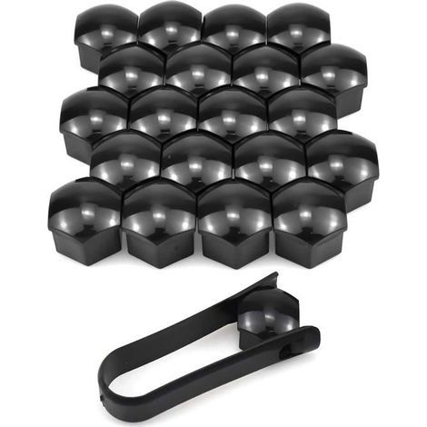 Cache Ecrou 19 mm,20 Pièces 19mm Boulon Ecrou Couvre,Capuchons Protection Hexagonal pour écrous De Roue,noir (1/5)